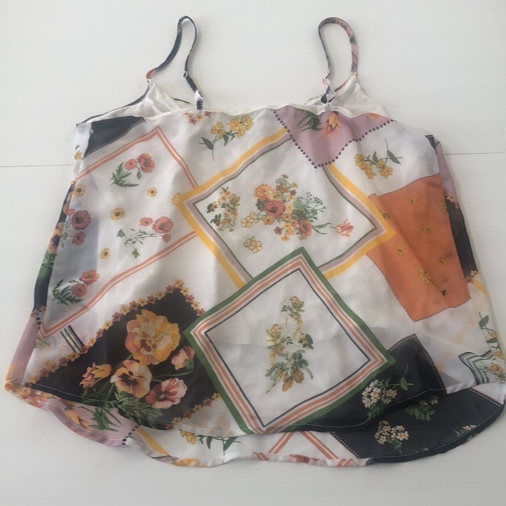 NY&C spaghetti strap floral & flowy top with inside camisole adjustable straps - Picture 5 of 7